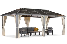 Milos 3x6m záhradný altánok s krémovými závesmi Garden Point