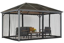 Záhradný altánok Milos 3x4m s moskytiérou Garden Point sivý