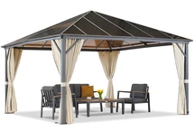 Záhradný altánok Milos 4x4m s krémovými závesmi Garden Point