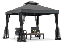 Antracitový záhradný pavilón s moskytiérou Valencia 4x4 m Garden Point