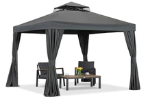 Antracitový záhradný pavilón so závesmi Valencia 3x3m Garden Point