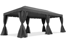 Antracitový záhradný pavilón so závesmi Valencia 3x6 m Garden Point