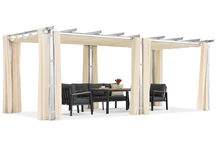 Barbados 3x6 m terasová pergola so závesmi Garden Point biela a béžová