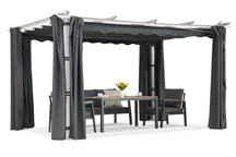 Barbados terasová pergola 3x4 m so závesmi Garden Point bielo-antracitová