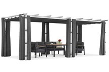 Barbados terasová pergola 3x6 m so závesmi Garden Point biela a antracitová