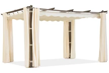 Barbadoská terasová pergola 3x4 m so závesmi Garden Point v béžovej farbe