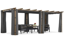 Barbadoská terasová pergola 3x6 m s drevenými antracitovými závesmi Garden Point