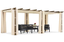 Barbadoská terasová pergola 3x6 m so závesmi Garden Point v béžovej farbe