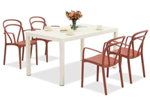 Bielo-červená súprava záhradného nábytku King/Vague pre 4 osoby Bica