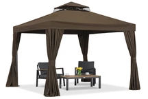Hnedý záhradný pavilón so závesmi Valencia 3x3m Garden Point