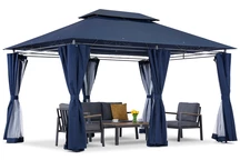 Námornícky modrý záhradný pavilón Ibiza 3x4 m s moskytiérou Garden Point