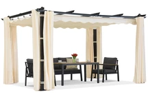 Barbados 3x3 m terasová pergola so závesmi Garden Point antracitovo béžová