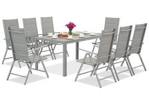 Polywood Verona hliníkový záhradný set pre 8 osôb Garden Point svetlosivý