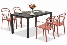 Set záhradného nábytku King/Vague antracitovo červený pre 4 osoby Bica