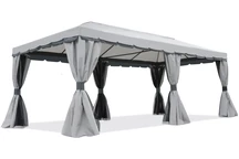 Sivý záhradný pavilón so závesmi Valencia 3x6 Garden Point