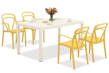 Súprava záhradného nábytku King/Vague bielo-oranžová pre 4 osoby Bica