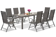 Záhradný hliníkový nábytok Garden Point sivej farby s veľkým stolom Polywood Verona pre 8 osôb