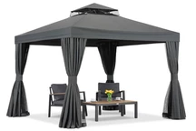 Záhradný pavilón s moskytiérou a závesmi Valencia 3x3 antracit Garden Point