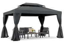 Záhradný pavilón s moskytiérou a závesmi Valencia 3x4 antracit Garden Point